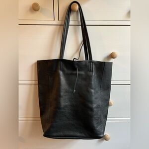 Elegant Black Leather Tote Bag